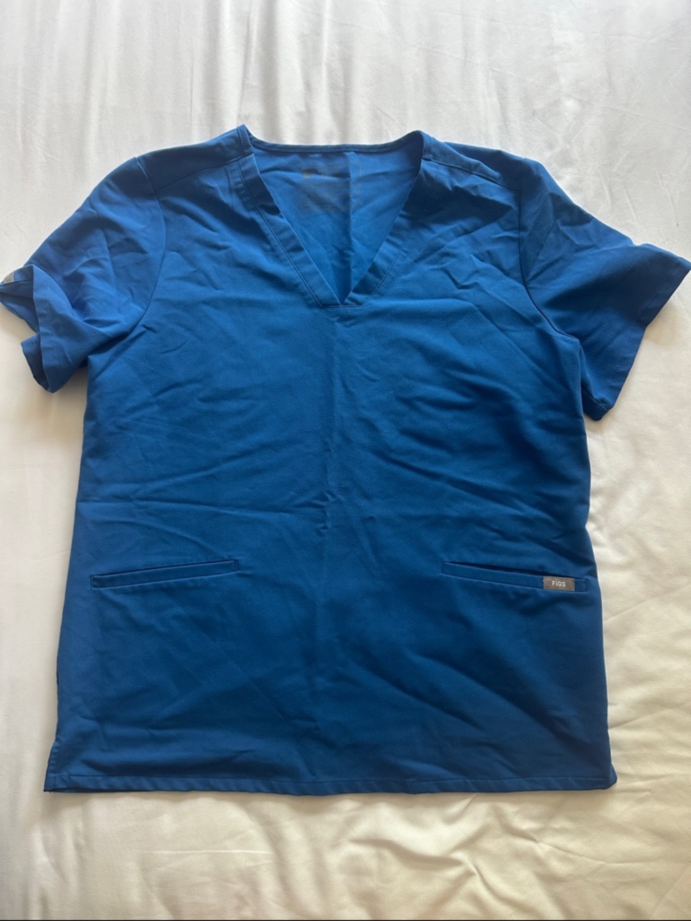 Figs Women's V-Neck Scrub Top in Royal Blue